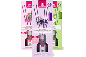 CRISTALINAS 3 Fruity Air Freshener Reed Diffusers, Blackberries, Fruits of The Forest, Apple, Pack of 3 x 40ml/8 Weeks