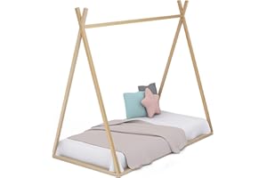 DISEÑOS Y FABRICADOS EN MADERA Cama Infantil Tipi con Somier, en Madera Natural, 90 x 190 cm