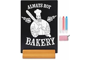 Moco Moment 1 Pack A4 Chalk Board Sign Erasable Tabletop blackboards with Wooden Stands Menu Chalkboards for Party, Tables Decoration, Bar and Restaurant (1 Pack, A4)