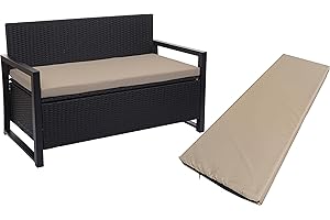 A ATH COLLECTION Cojín de banco 100% impermeable para 2, 3 y 4 plazas, para interiores y exteriores, para césped y jardín, patio, oficina, cafetería con funda extraíble (2 plazas, 108 cm x 45 cm x 5