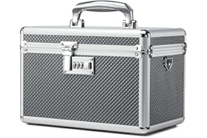 HEWEI WORKS Aufbewahrungsbox mit Zahlenschloss, abschließbare Medikamentenbox, leere Erste-Hilfe-Box, Sicherheitsbox, vielseitige abschließbare Box für Zuhause und im Freien (Gray, Medium)