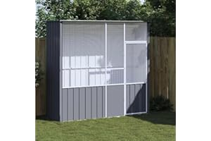 Emmtore Voliere Vogelvoliere Außen Aufzuchtkäfig All-in-One-Vogelkäfig Außenvoliere Käfig Vogelhaus Voliere Verzinkter Stahl,Anthrazit,215 x 78 x 200 cm