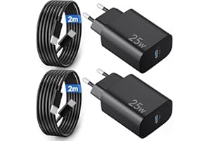 CREAPICO 25W Caricatore USB C Caricabatterie per Samsung Galaxy S25 Ultra S24 S23 S22 S21 FE 5G A55 A54 A53 A35 A25 A15, Tab S9 S8 A9, USBC Fast Charger Alimentatore Rapido PD Presa con 2-Pack 2M Tipo C Cavo
