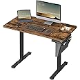 VASAGLE Electric Standing Desk, Height Adjustable Desk, 60 x 110 x (72-120) cm, 4 Memory Heights, Storage Pocket, for Home Office, Study, Rustic Brown and Ink Black LSD131K02