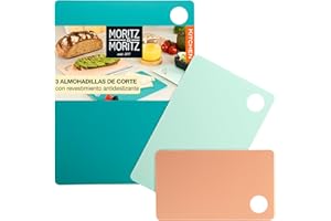 Moritz & Moritz 3x Tabla Cortar Flexible - Tabla Corte Cocina - 3 Tamaños - Tabla de Cortar Plastico 2mm de Grosor - Superficie Antideslizante para un Corte Seguro - Juego tablas de cortar cocina