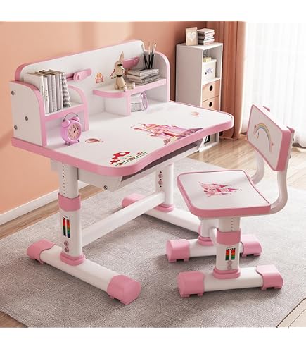 Bureau & Chaise Enfant Réglable - Table Étude Avec Tiroir - Motif Astronaute - 3-18 Ans