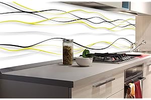 DIMEX Küchenrückwand Folie selbstklebend GELBE Wellen | Klebefolie - Dekofolie - Spritzschutz für Küche | Made in EU - 180 cm x 60 cm