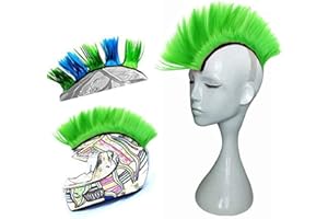 MOVKZACV Helmet Mohawk Wigs,Motorcycle Helmet Mohawk Synthetic Wigs,Adhesive Mohawk for Motorcycle Helmet Hawks Helmet(Green)