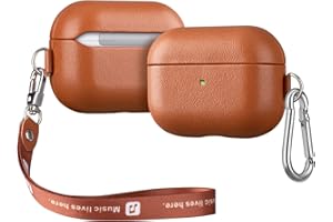 Haobobro [Nappa Series] AirPods Pro Hülle mit Trageband und Karabiner - AirPods Pro Leather Case Echtes Leder Hülle - AirPods Pro Schutzhülle Lederhülle - AirPods Pro Ledercase - Braun