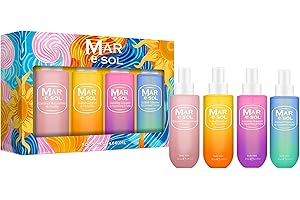 MAR.E.SOL Mar e Sol Body Mist Damen Geschenkset (4 x 40ml) – Karamell Macadamia & Vanille, Strahlende Tuberose & Kokoscreme, Salzkaramell & Pistazie, Sonnenbouquet & Spritzige Früchte – Bis 6 Std. haltbar