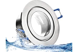‎TRENDLIGHTS24 trendlights24 Mare Decken Einbaustrahler IP44-3er Set ultra flach 35 mm LED Spots 5W dimmbar 230V Kaltweiß 6500K - Edelstahl Optik - Bad außen