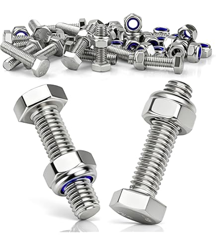 SWTYExt Zeskantschroeven, 50 sets, M5 x 20 mm, bouten en zeskantmoeren set DIN 933/ISO 4017 roestvrijstalen schroeven, A2 V2A schroeven, zeskant, volledige schroefdraad, machineschroeven
