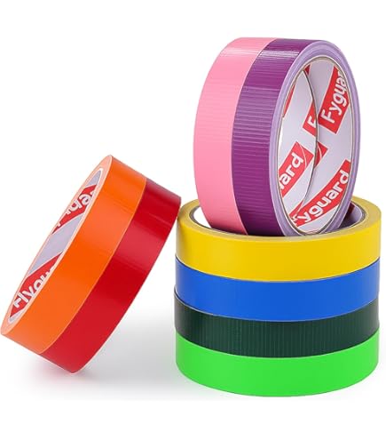 GRIP Eventbasics GT PRO 5 stuks hoelahoep tape 25 mm x 10 m, Gaffa Tape zwart, wit, paars, rood en blauw