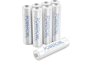 POWEROWL Piles AAA Rechargeables,1000mAh 1,2V Ni-Mh Accu AAA 1200 Cycles, Faible Auto-décharge Pile avec Emballage écologique Lot de 8