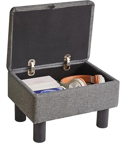 COSTWAY Kruk, set van 2, ronde voetenbank met opbergruimte en omkeerbaar deksel, make-uptafelkruk, gevoerde voetenbank voor woonkamer, slaapkamer, blauw