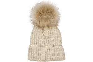 styleBREAKER Cuffia con Pompon Lavorato a Maglia Unisex con Fodera in Pile e Motivo Intrecciato, Berretto con Pompon in Pelliccia Sintetica Invernale, Made in Polen 04024171