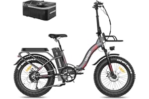 Fafrees Bici Elettrica Pieghevole Uomo Donna, 48V 22.5Ah Bicicletta Elettrica 100-120KM, 4.0" Fat Bike Ebike, 7 Velocità, Carico 150KG, Ufficiale F20 Max 2024 Nuovo