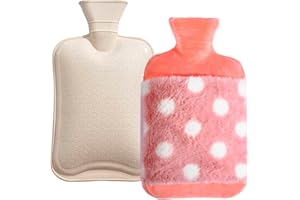 ROTTIER Bolsa Agua Caliente Para Cama 2L.Bolsa Agua Caliente con Funda de Franela Lavable,Hot Water Bottle,Tapón Antigoteo y Alivio del Dolor (Efecto Thermacare)