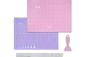 COEWUR A4 Cutting Mat 30cm x 22cm - Crafting Board Mat, Self Healing, Double-Sided, Non-Slip Surface - for Quilting Sewing Scrapbooking Patchwork Arts Hobby Project- with Grid Lines Scale Pink/Purple