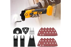 YEARTOP Cordless Oscillating Tool Compatible with De-Walt 20V Battery Anti-Vibration Bruhless Multitool Kit with 4° Angle, 6 Variable Speed, 16-Piece Blades (Only Tool)