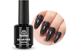 beetles Gel Polish 15mL Starry Night Sparkle Black Shine Gel Nail Polish Manicure Diy Nail Art Gel Soak Off UV LED Nail Lamp Nail Art Manicure Salon 1 Pcs