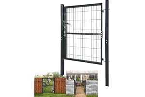 LARS360 Furtka ogrodowa, płot z kratką falistyą, brama skrzydłowa, drzwi ogrodowe, podwójna brama, stalowa, w zestawie z drzwiami śluzowymi, brama ogrodzeniowa, drzwi ogrodowe, płot ogrodowy (125 x 100 cm)