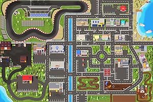 ‎SKIPPIDOO SkippiDoo Children's Play Mat Street & Car (300 x 200 cm) – Washable, Non-Slip & Oeko-Tex Certified – Rug Boys & Girls Children's Room – Children's Rug, Car Rug, Street Rug