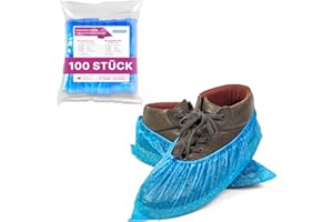 ARNOMED 100x Schuhüberzieher Einweg [WASSERDICHT], Galoschen, Schuh Überzieher Einweg, Starke Überschuhe Latexfrei, Einheitsgröße Wasser, und Staubdicht, Klassik 3g Starkem CPE Material