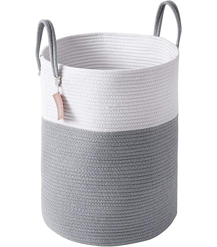 YOUDENOVA Mand gevlochten 2-delige set van katoen, speelgoedopslag voor kinderkamer, opbergmand, bloempot, mand voor woonkamer, slaapkamer, 28 x 28 cm (DxH) bruin