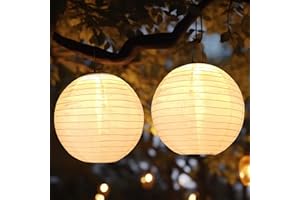 Bawoo Solar Lampions Außen, 2 Stück 30cm Solar LED Laterne Wasserdicht Warmweiß Hängende Solarbetrieben Gartenlaterne für Garten Terrasse Hof usw.