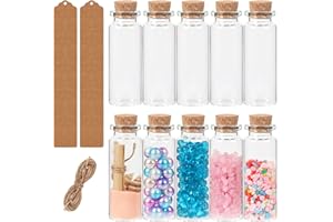 EKKOVLA 10 Pack Mini Glass Bottles with Cork Lids- 12 ml Small Jars with Cork Stoppers- 22mm x 60mm Empty Spell Jars for DIY Crafts Decoration Wedding Wish Jewelry Party Favors Storage Accessories