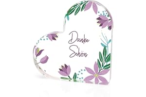 ‎HROANC Dankeschön Geschenke Danke Geschenk Abschiedsgeschenk Kollegen Erzieherin Geschenk Lehrer Geschenk Acryl Herz Tischschmuck Briefbeschwerer Krankenschwester Geschenke Kollegin Lehrerin Geschenk