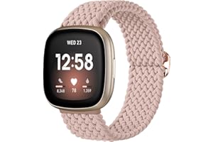 Ouwegaga elastyczny pasek kompatybilny z Fitbit Versa 4/Sense 2/Versa 3/Sense dla kobiet mężczyzn, regulowany nylonowy pleciony sportowy pasek tylko pętla pasek do wymiany tkaniny dla Versa 3