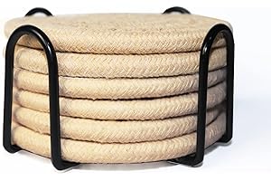CGLRYBO Set of 6 Vintage Woven Coasters Highly Absorbent & Heat-Resistant Drink Coasters for Protecting Table, Decorating Kitchen and Dining Tabletops