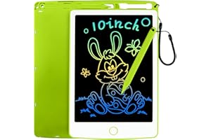 Richgv Tableta de escritura LCD, Pizarra infantil 10 pulgadas, Pizarra magnética para niños, Juguetes electrónicos para dibujar y aprender (Verde)