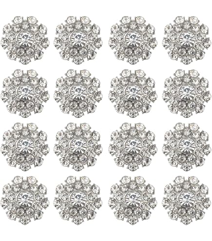 30 Stück Blumen-Strassknöpfe – 20 Mm, Silber, Mit 2 Mm Loch, Zum Aufnähen Auf Kleidung