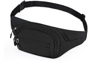 Beaface Bum Bag Waist Bags for Women Men, Travel Fanny Pack for Ladies Bumbags Waist Pack for Running Walking, Waterproof Bum Bags Crossbody Adjustable Lightweight Fanny Bag (Black)