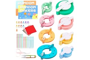 MASPHY Kit per Pom Pom Maker Kit in 8 Misure, Kit Creatore di Pompon con Manuale di Istruzioni, Forbici, Segnapunti Maglia, Feltro in Fogli