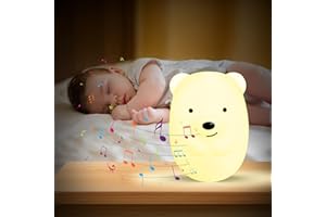 Anivet Luz nocturna infantil con maquina RUIDO BLANCO BEBE | Luz Quitamiedos infantil Música Relajante | Lampara Roja nocturna Melatonina y Musica para Dormir | White noise machine