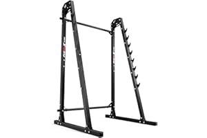 K-Sport: Porta bilanciere con dispositivo di sicurezza caricabile fino 280kg I Rack palestra per squat I Supporto bilanciere con barra di aggancio a 8 gradini I Rack bilanciere per squat, E-Book incl.