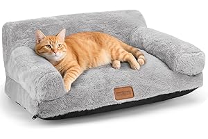 Nobleza Sofá Cama Gato 60 x 45 x 30 cm, Cama Ortopédica para Gatos, con Funda Extraíble y Base Antideslizante, Suave y Lavable Cama Perro Pequeño, Gris