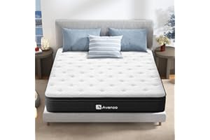 Avenco Double Mattress, 7 Inch Gel Memory Foam Innerspring Hybrid Mattress Double 4ft 6, Breathable Bed Mattress with CertiPUR-US Certified Foam, Edge Support, 135x190x18cm