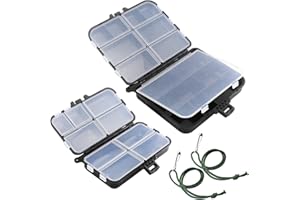 Graplan 2 Stücke Schwarz Köderbox Angelbox,Wasserdicht Fishing Tackle Box,Professionelle Angel Zubehör Aufbewahrungsbox für Professionelle Angel Zubehör(7 Fächer und 9 Fächer)