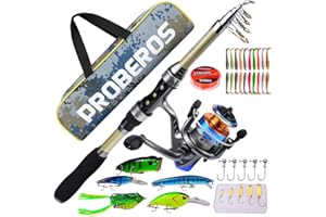 icyant Juego Combinado de Carrete y caña de Pescar telescópica para Surf casting, 1.8m, con línea/Accesorios de señuelos/Bolsa de Transporte, para Viajes, Agua Salada o Dulce