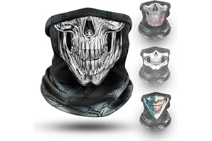 Klangfeiler® Multifunktionstuch - NEUE DESIGNS - Bedrucktes Halstuch Bandana & Schlauchschal - Ein solider Nackenwärmer Totenkopf Skull Gesichtsmaske - Face Shield für Motorradfahren - Silver Skull