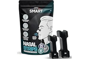 SMARTYNAS Bandelettes nasales anti ronflement nasal strips — Pack 60 pièces (30 sommeil + 30 sport) Patch nasal respiration, dilatateur/écarteur nasal puissant contre nez bouché et congestion, large, premium