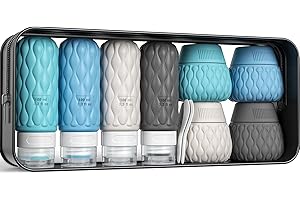 Lericttor 8 Stück Silikon Reisegröße Behälter, TSA-geprüfter Reiseflaschen Zum Befüllen 100ML und Cremedosen Zum Befüllen 50ML mit Clear Bag, Travel Essentials & Reise Gadgets