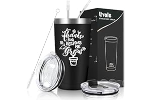 Livole Male Teacher Gifts, Thank You Teacher Gifts for Men, Gifts for Teacher End of The Year, Thanks for Helping Me Grow, 20oz Double Walled Coffee Mug, 600ml Insulated Cup with Straw and Lid