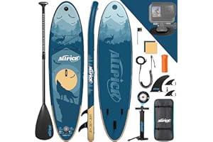ALLPICK Paddle Gonflable, Kit de Padelsurf de Stand Up Paddle Sup Gonflable de 320 cm, avec Support Universel pour Caméra, Pagaie réglable, Débutants et confirmés, 150 kg