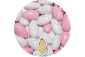 EinsSein 1kg dragées mariage amandes Gracile Mix midi blanc-rose brillant | dragees baptême, communion, célébrer, fête, candybar | Cadeaux pour les invités mariage | Bonbon aux Amande | Badem sekeri